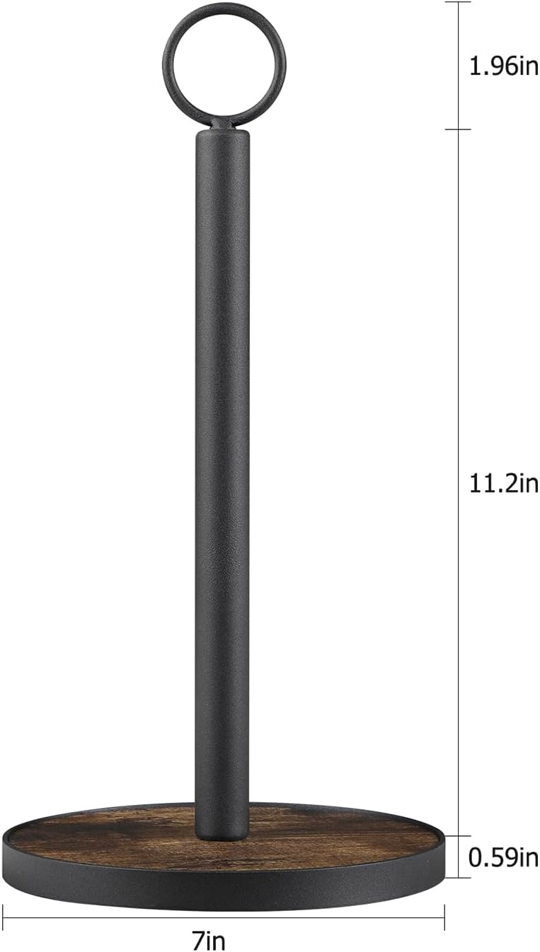 OROPY Paper Towel Holder Countertop with Heavy Duty Wood Base, Farmhouse Paper Towel Roll Stand for Kitchen Counter fits Standard and Jumbo Size Paper Towels (Brown) - Image 5